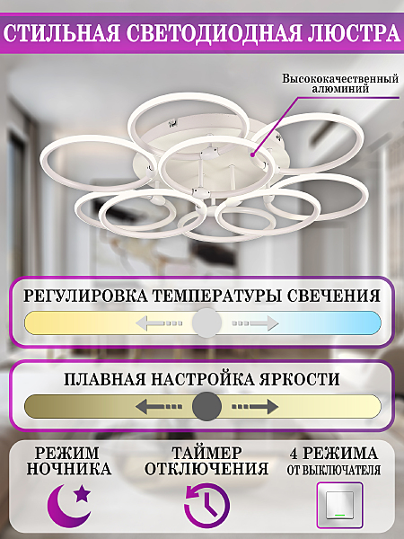 Потолочная люстра Natali Kovaltseva HIGH-TECH LED LAMPS 82044